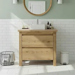 Plan de toilette plaqué chêne L.96 x P.50 cm, Cooke & Lewis Harmon