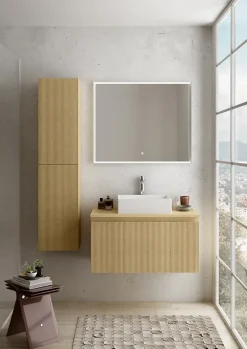 Plan De Travail Buanderie|Plan De Travail Salle De Bains|Ipiemme SRL Plan de toilette plaqué chêne miel L.90 x l.51,5 x ép.2 cm, Pura+