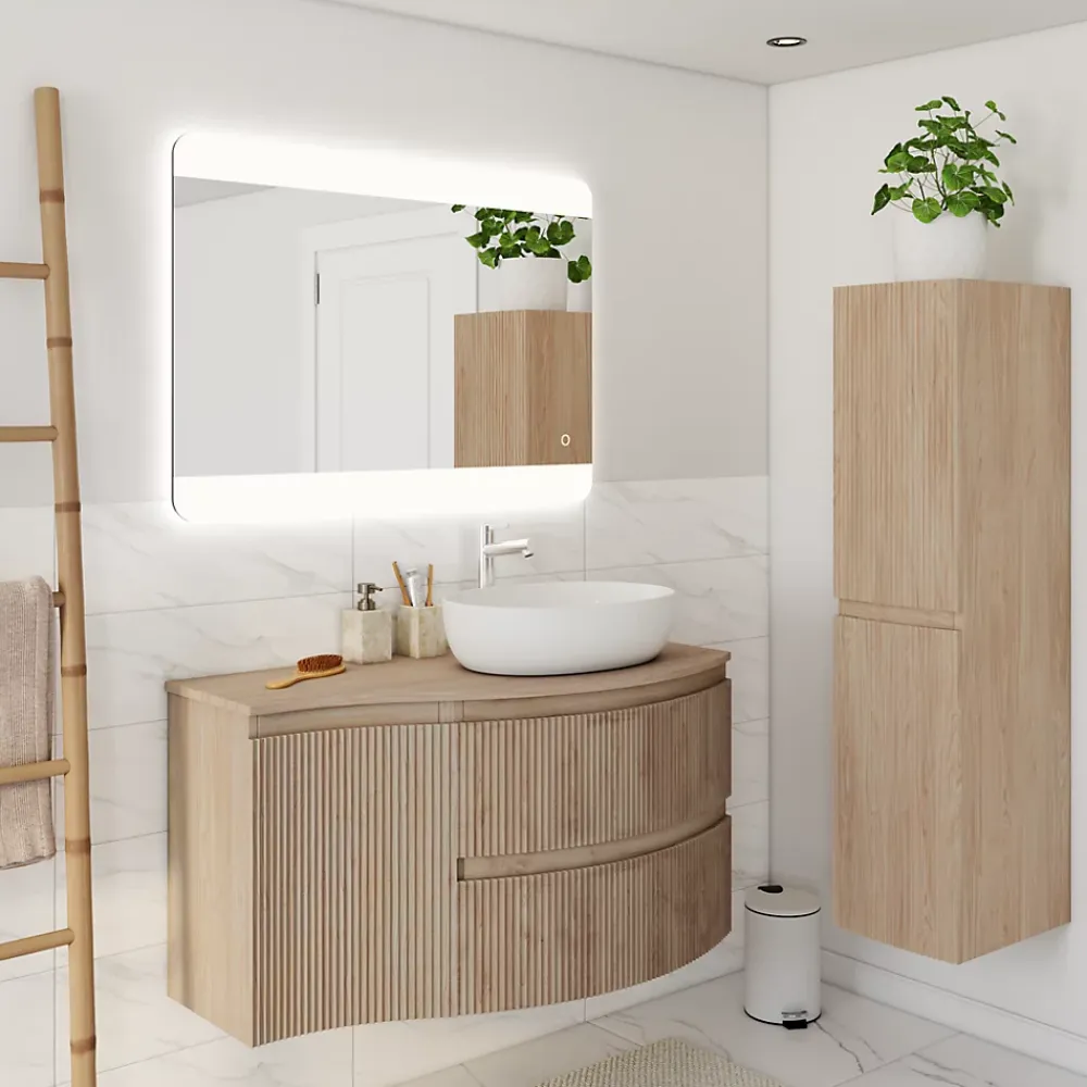 Plan de toilette pour vasque à poser version droite Vague effet bois 103,1 cm