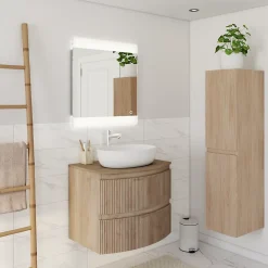Plan de toilette pour vasque à poser effet bois l.69,4 cm, Vague
