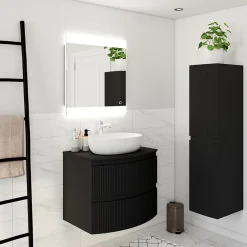 Plan de toilette pour vasque à poser Vague noir mat 69,4 cm