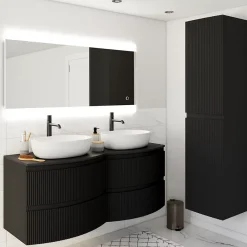 Plan de toilette pour vasque à poser Vague noir mat 137,8 cm