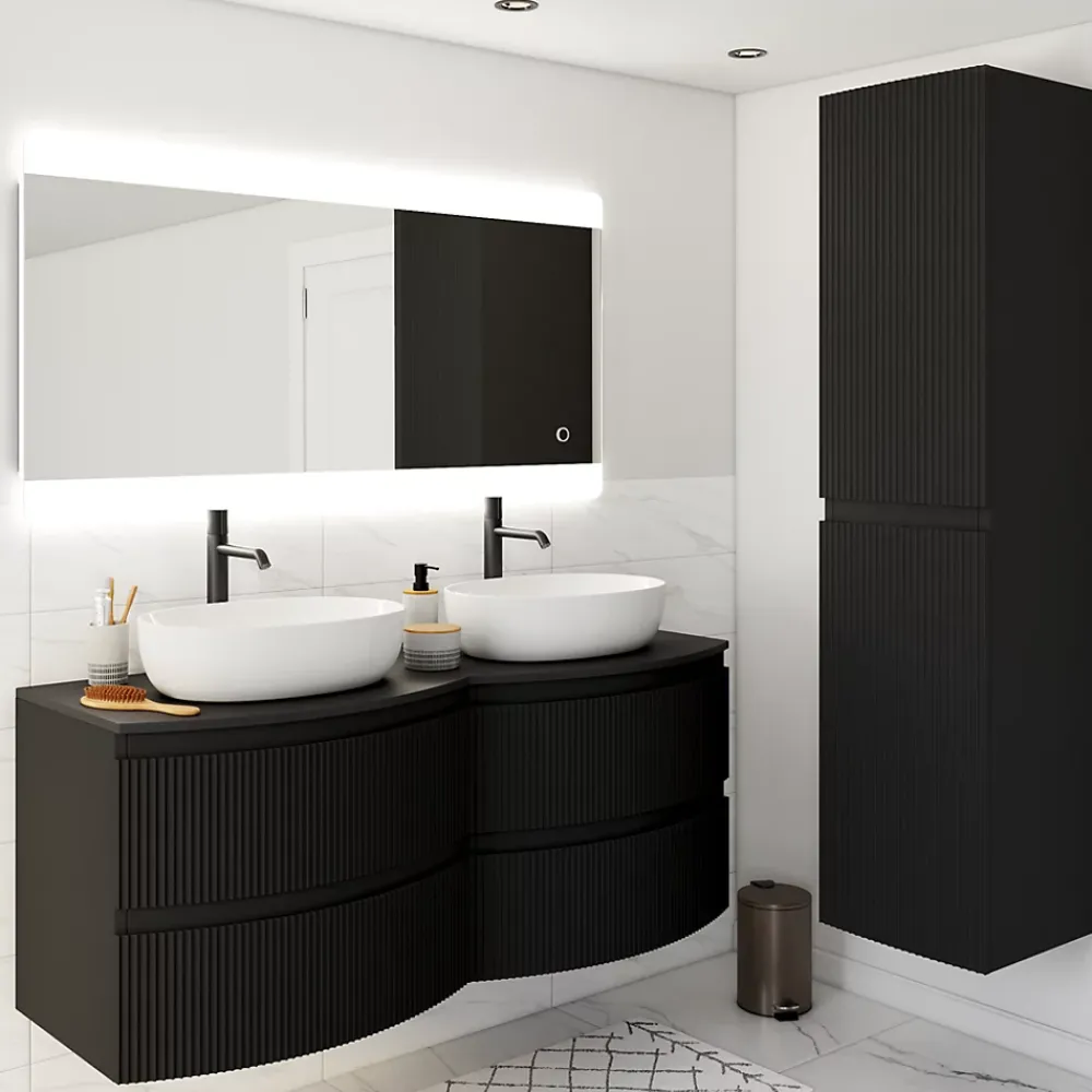 Plan de toilette pour vasque à poser Vague noir mat 137,8 cm