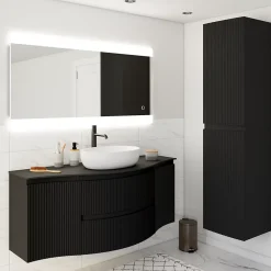 Plan de toilette pour vasque à poser version centre Vague noir mat 137,8 cm