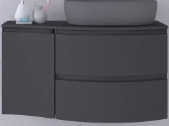 Plan de toilette pour vasque à poser version gauche Vague anthracite brillant 103,1 cm