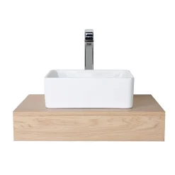 Etagère Salle De Bains|Meuble De Salle De Bains Faible Profondeur|Mob-In Plan de toilette suspendu pour vasque WILL - 60 cm - Ep. 12 cm - Décor Chêne