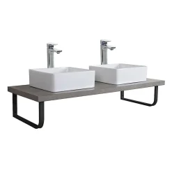 Mob-In Plan de toilette suspendu pour vasque WILL - 120 cm avec équerres noires