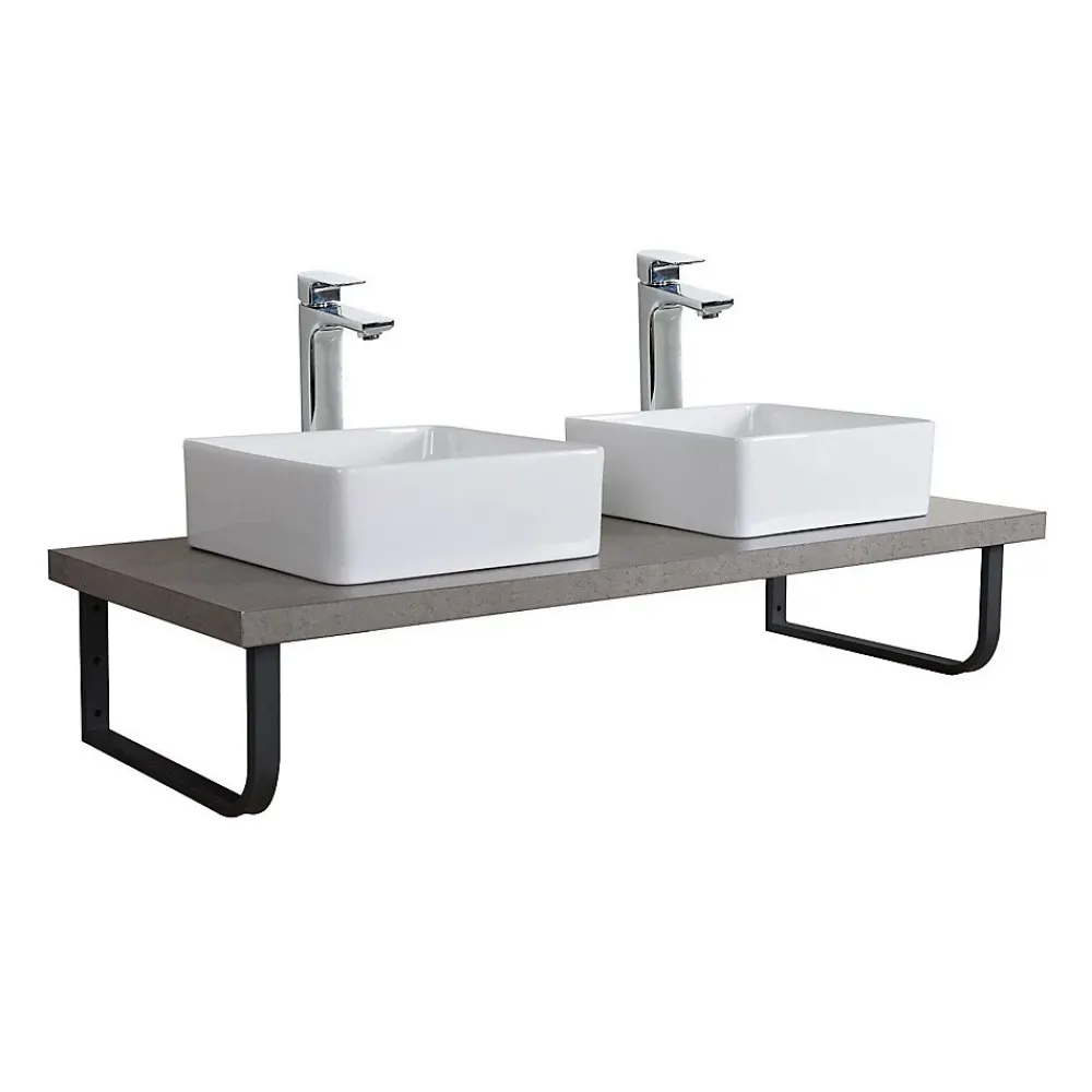 Mob-In Plan de toilette suspendu pour vasque WILL - 120 cm avec équerres noires