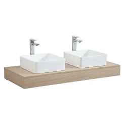 Etagère Salle De Bains|Mob-In Plan de toilette suspendu pour vasque WILL - 120 cm - Ep. 12 cm - Décor Chêne