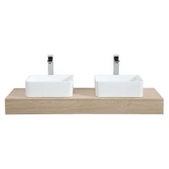 Etagère Salle De Bains|Mob-In Plan de toilette suspendu pour vasque WILL - 120 cm - Ep. 12 cm - Décor Chêne