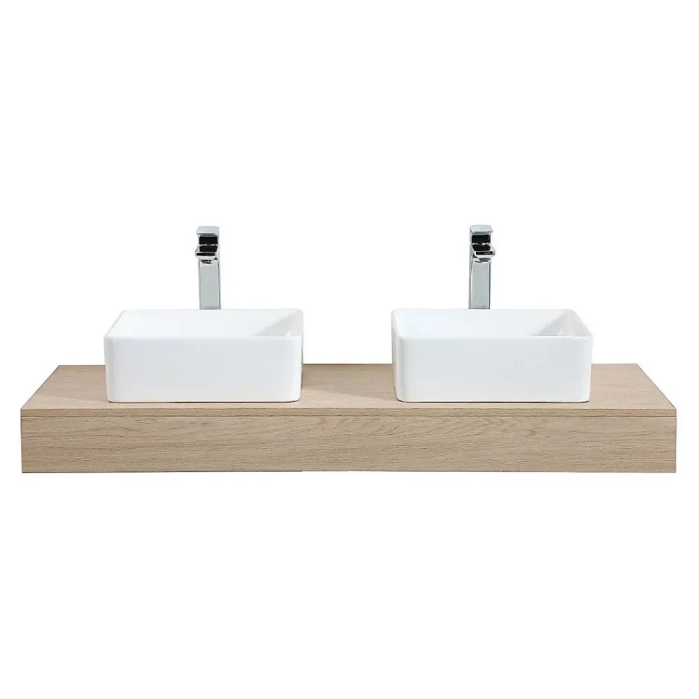 Etagère Salle De Bains|Mob-In Plan de toilette suspendu pour vasque WILL - 120 cm - Ep. 12 cm - Décor Chêne