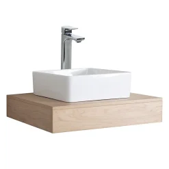 Etagère Salle De Bains|Mob-In Plan de toilette suspendu pour vasque WILL - 60 cm - Ep. 12 cm + Equerres invisibles - Décor Chêne