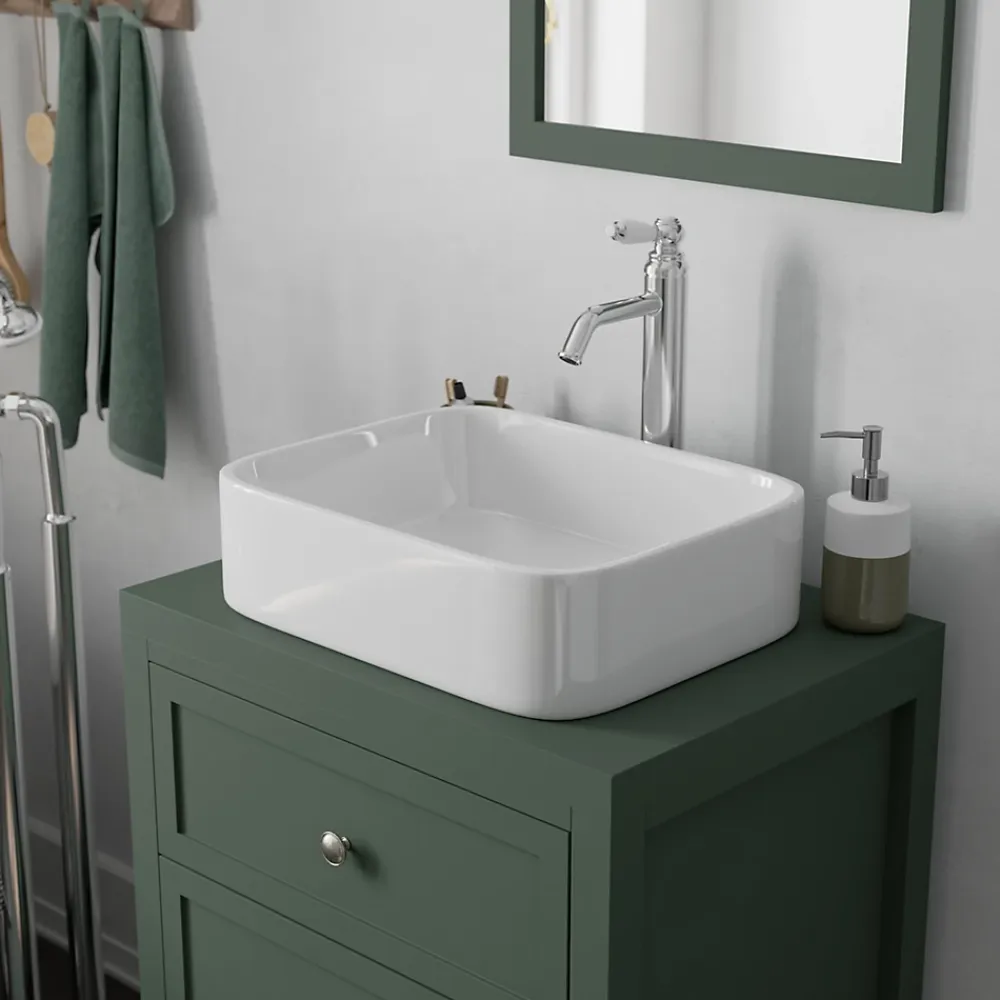 Plan De Travail Buanderie|GoodHome Plan de toilette vert mat L.60,4 x l.45,2 x ép.2,8 cm, Perma