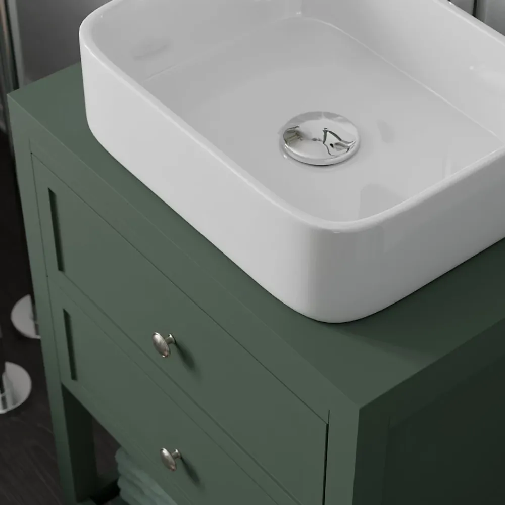 Plan De Travail Buanderie|GoodHome Plan de toilette vert mat L.60,4 x l.45,2 x ép.2,8 cm, Perma