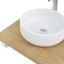 T-Bath Plan de toilette 121x49x3 cm hydrofuge placage chêne naturel avec supports chromés