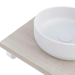 T-Bath Plan de toilette 61x49x3 cm hydrofuge placage frêne naturel avec supports blancs