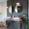 T-Bath Plan de toilette 121x49x3 cm hydrofuge placage frêne naturel avec supports or