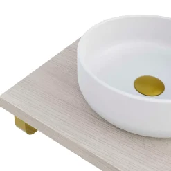 Plan De Travail Salle De Bains|T-Bath Plan de toilette 61x49x3 cm hydrofuge placage frêne naturel avec supports or