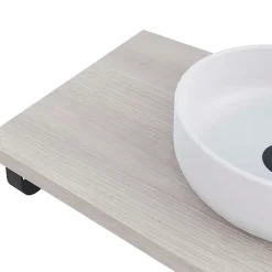 T-Bath Plan de toilette 91x49x3 cm hydrofuge placage frêne naturel avec supports noirs