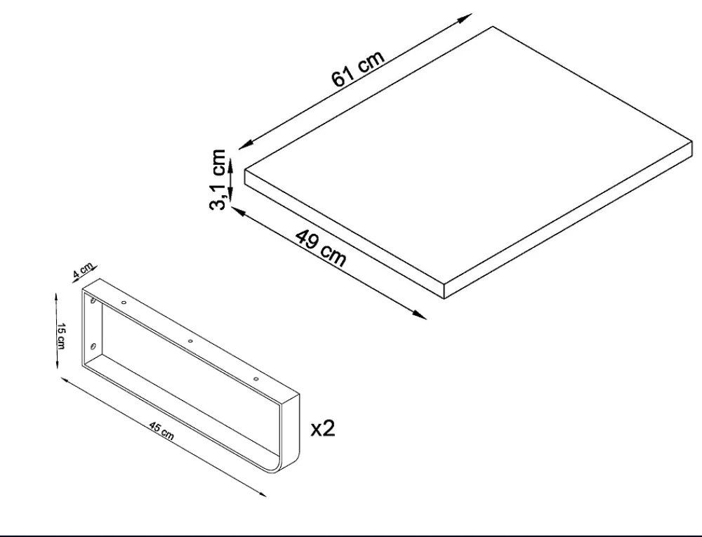 Plan De Travail Salle De Bains|T-Bath Plan de toilette 61x49x3 cm hydrofuge placage frêne naturel avec supports noirs