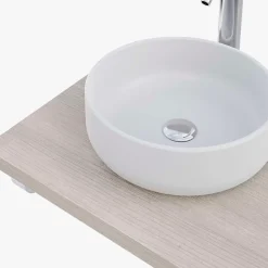 Plan De Travail Salle De Bains|T-Bath Plan de toilette 121x49x3 cm hydrofuge placage frêne naturel avec supports chromés