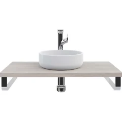 Plan De Travail Salle De Bains|T-Bath Plan de toilette 91x49x3 cm hydrofuge placage frêne naturel