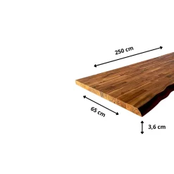 Plan De Travail Buanderie|Wood&Sens Plan de travail Acacia massif bord naturel huilé L.250 X P.65 cm, Ep.36 mm