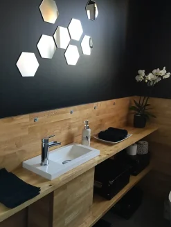 Plan De Travail Buanderie|Wood&Sens Plan de travail bois massif Hévéa lamellé abouté L.250 x P.65 cm, Ep.26 mm