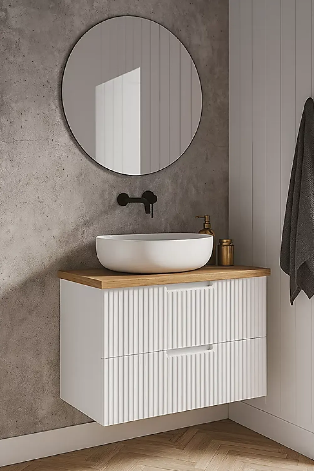 Furnidea Plan de travail en bois chêne massif naturel 50 cm pour meuble de salle de bain