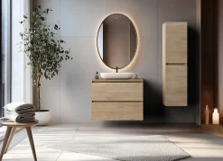 Plan De Travail Salle De Bains|Furnidea Plan de travail pour meuble de salle de bain SIMPLE en chêne clair 80 cm