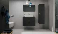 Plan De Travail Salle De Bains|Furnidea Plan de travail pour meuble de salle de bain VENA FLOW noir mat 60 cm
