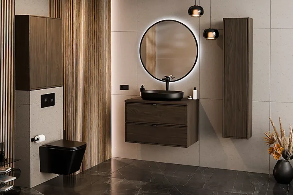 Furnidea Plan de travail pour meuble de salle de bain TERRA VILLA coloris noyer foncé 80 cm