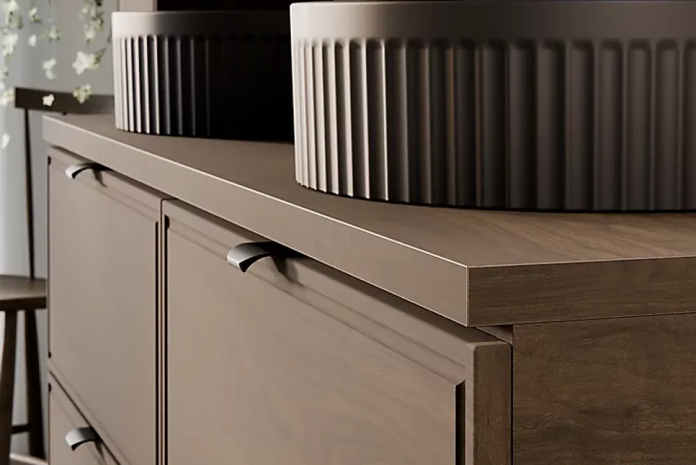 Furnidea Plan de travail pour meuble de salle de bain TERRA VILLA coloris noyer foncé 80 cm