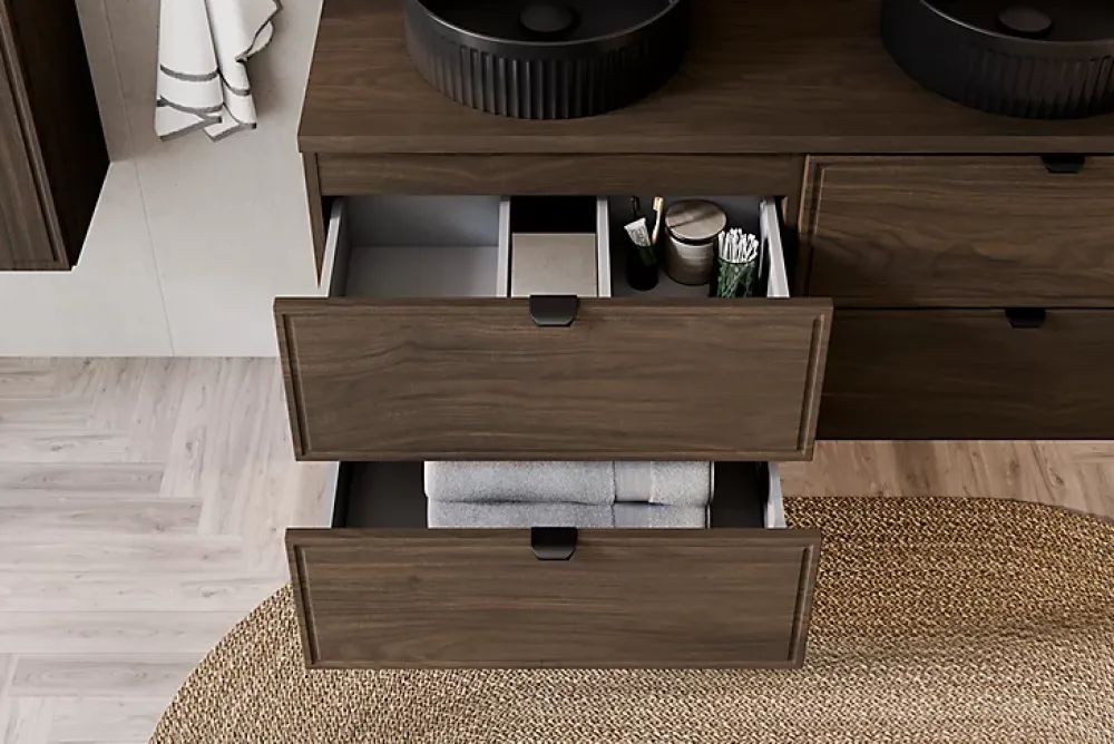 Furnidea Plan de travail pour meuble de salle de bain TERRA VILLA coloris noyer foncé 80 cm