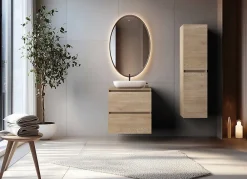 Plan De Travail Salle De Bains|Furnidea Plan de travail pour meuble de salle de bain SIMPLE en chêne clair 60 cm