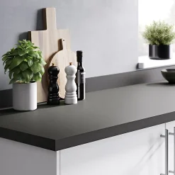 GoodHome Plan de travail stratifié anthracite mat Berberis L.300 x l.62 x Ép.3,8 cm