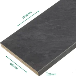 Plan De Travail Buanderie|Forestea Plan de travail stratifié ardoise foncé 2750 x 640 x 28 mm