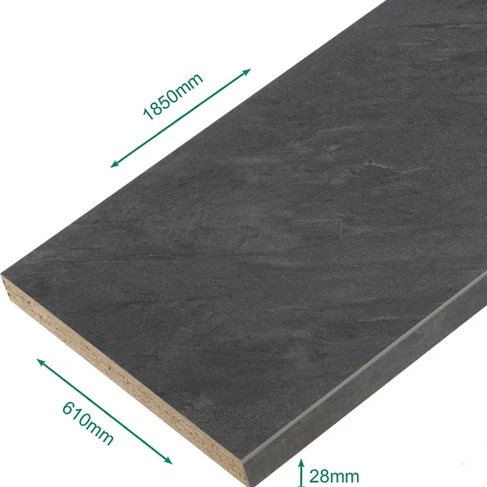 Forestea Plan de travail stratifié ardoise foncé 1850 x 610 x 28 mm