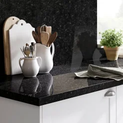 Plan De Travail Buanderie|GoodHome Plan de travail stratifié effet granit noir L.300 x l.62 x ép.3,8 cm, Kabsa