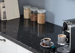 Plan De Travail Buanderie|GoodHome Plan de travail stratifié effet granit noir L.300 x l.62 x ép.3,8 cm, Kabsa