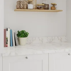 Plan De Travail Buanderie| Plan de travail stratifié aspect marbre beige GoodHome Berberis L.300 x Ép.3,8 cm