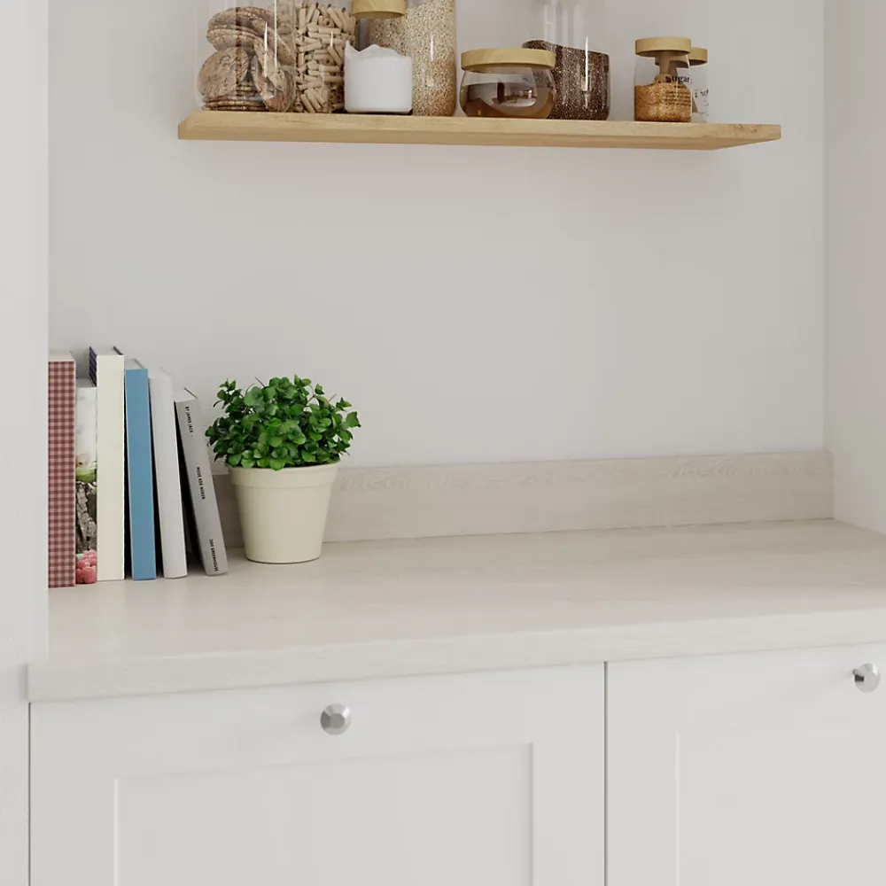 GoodHome Plan de travail stratifié aspect bois blanc Kabsa L.300 x l.62 x Ép.3,8 cm