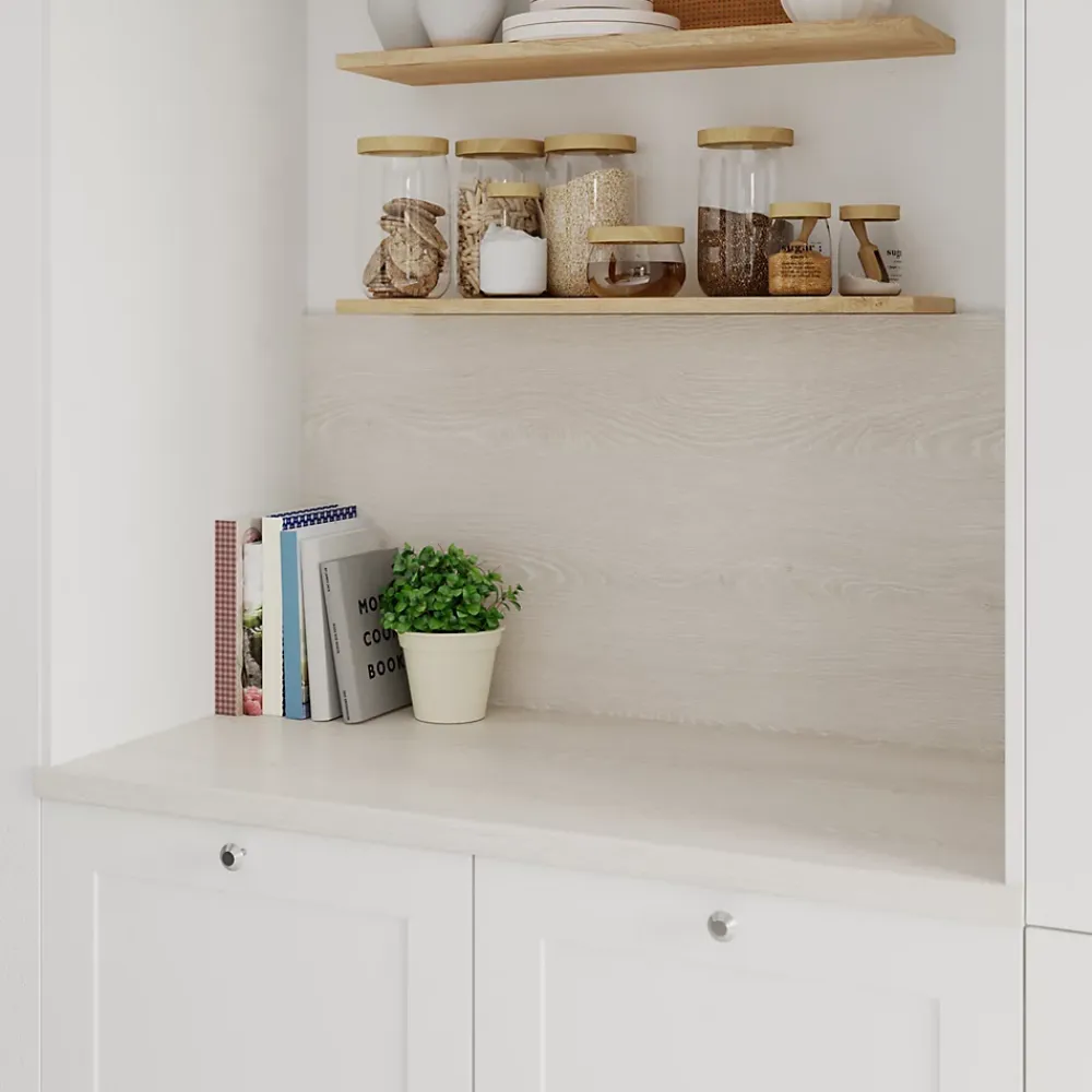 GoodHome Plan de travail stratifié aspect bois blanc Kabsa L.300 x l.62 x Ép.3,8 cm