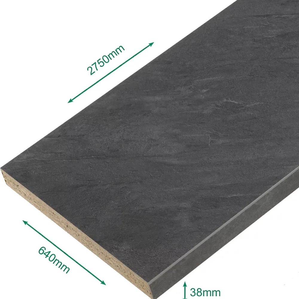 Forestea Plan de travail stratifié ardoise foncé 2750 x 640 x 38 mm