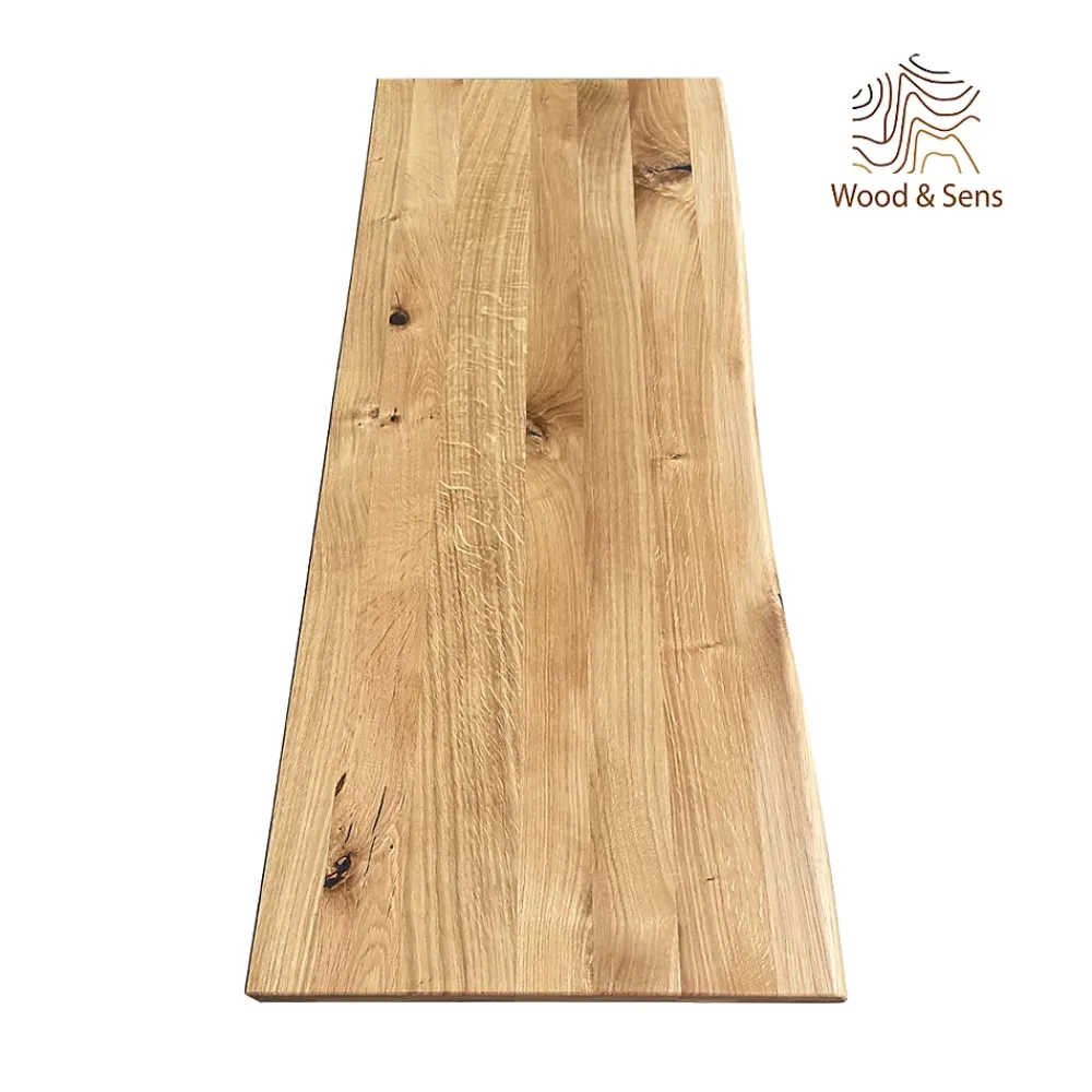 Wood&Sens Plan de vasque Chêne Pré-Huilé bois bord naturel, l.91 x H.49 cm, Ep.40 mm