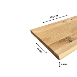 Plan De Travail Salle De Bains|Wood&Sens Plan de vasque Chêne Pré-Huilé bois bord naturel, l.121 x H.49 cm, Ep.40 mm