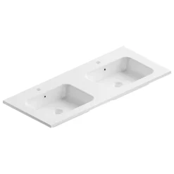 Ipiemme SRL Plan double vasque blanc brillant en céramique l.120 cm, Pura+