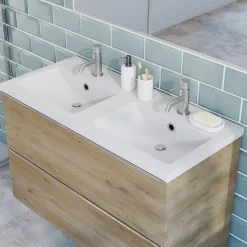Plan Double Vasque|GoodHome Plan double vasque blanc Nira 100 cm