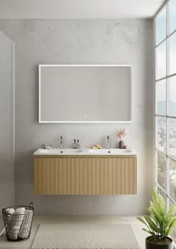 Ipiemme SRL Plan double vasque blanc mat en résine l.120 cm, Pura+
