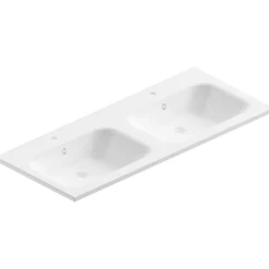 Ipiemme SRL Plan double vasque blanc brillant en résine l.120 cm, Pura+
